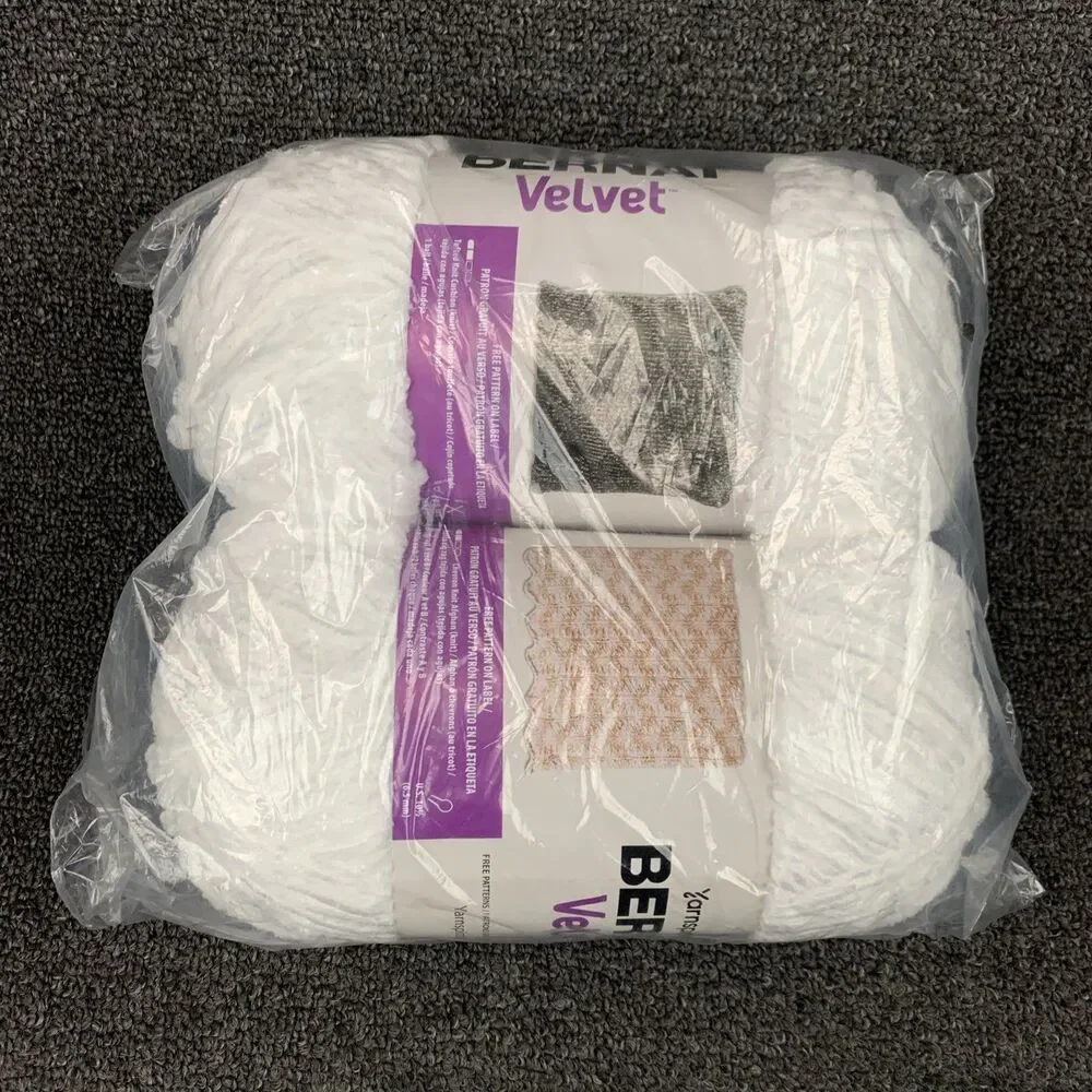 Lot Of 2 Bernat Velvet Big Ball Yarn White 10.5oz 315yds Each New